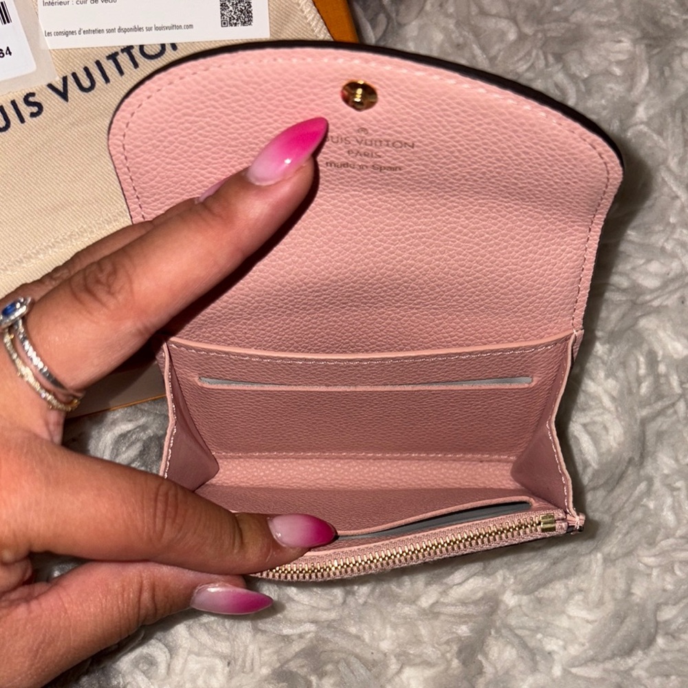 Louis Vuitton Pink Compact Leather Wallet with Gold Button - Picture 3 of 7